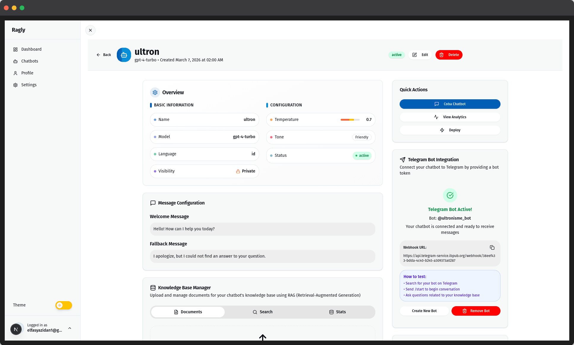 Chatbot Dashboard Preview